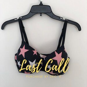 VS PINK Star Push-Up Bra - Black/Pink/White